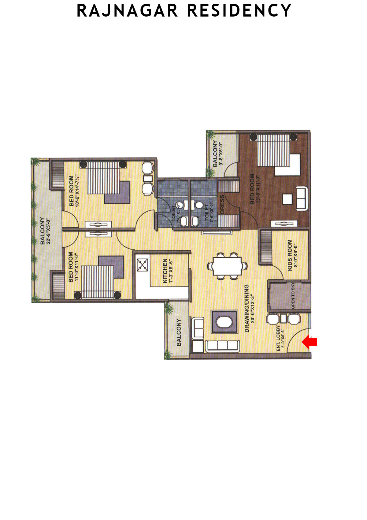 Rajnagar Residency Block 5 Unit 3 (Type  2) Floor Plan