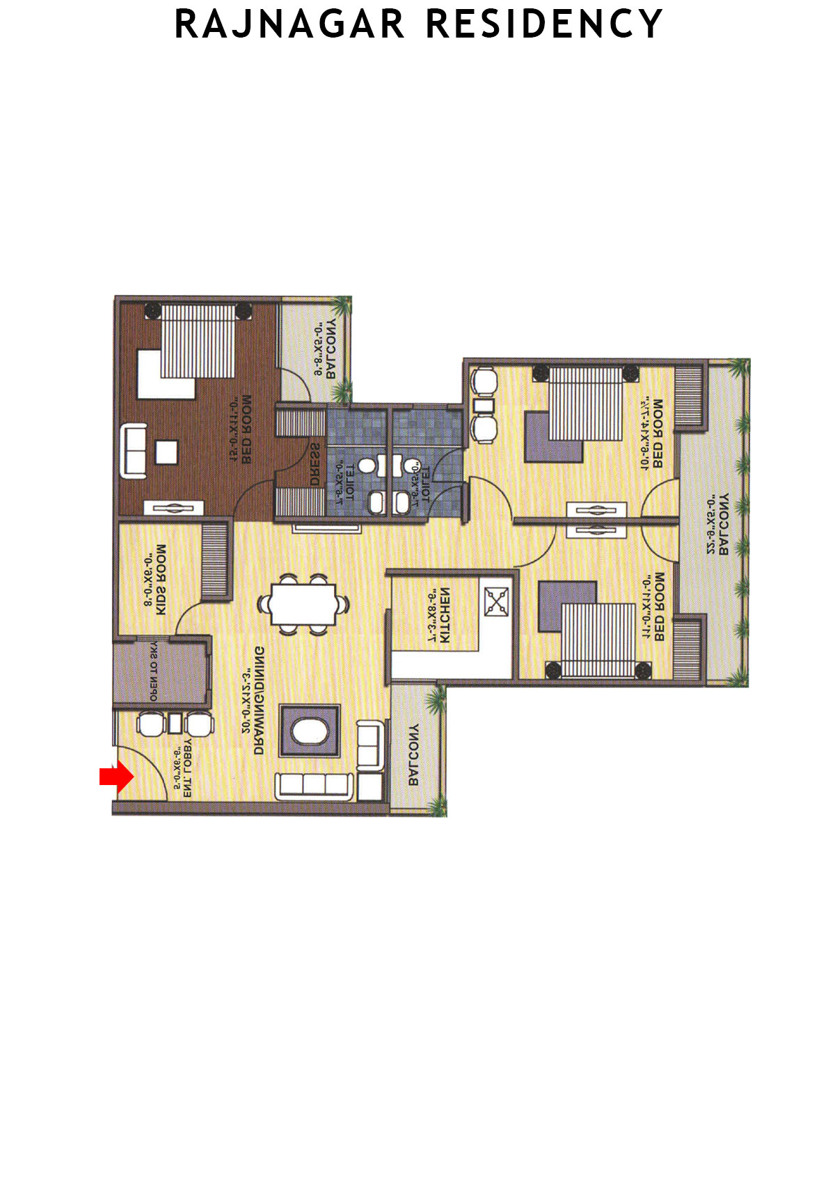 Rajnagar Residency Block 5 Unit 4 (Type  2) Floor Plan