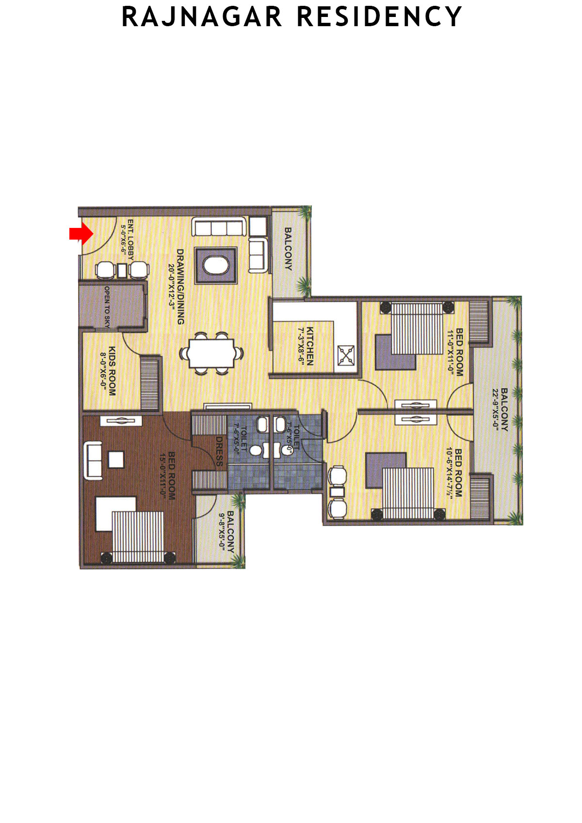 Rajnagar Residency Block 5 Unit 6 (Type  2) Floor Plan