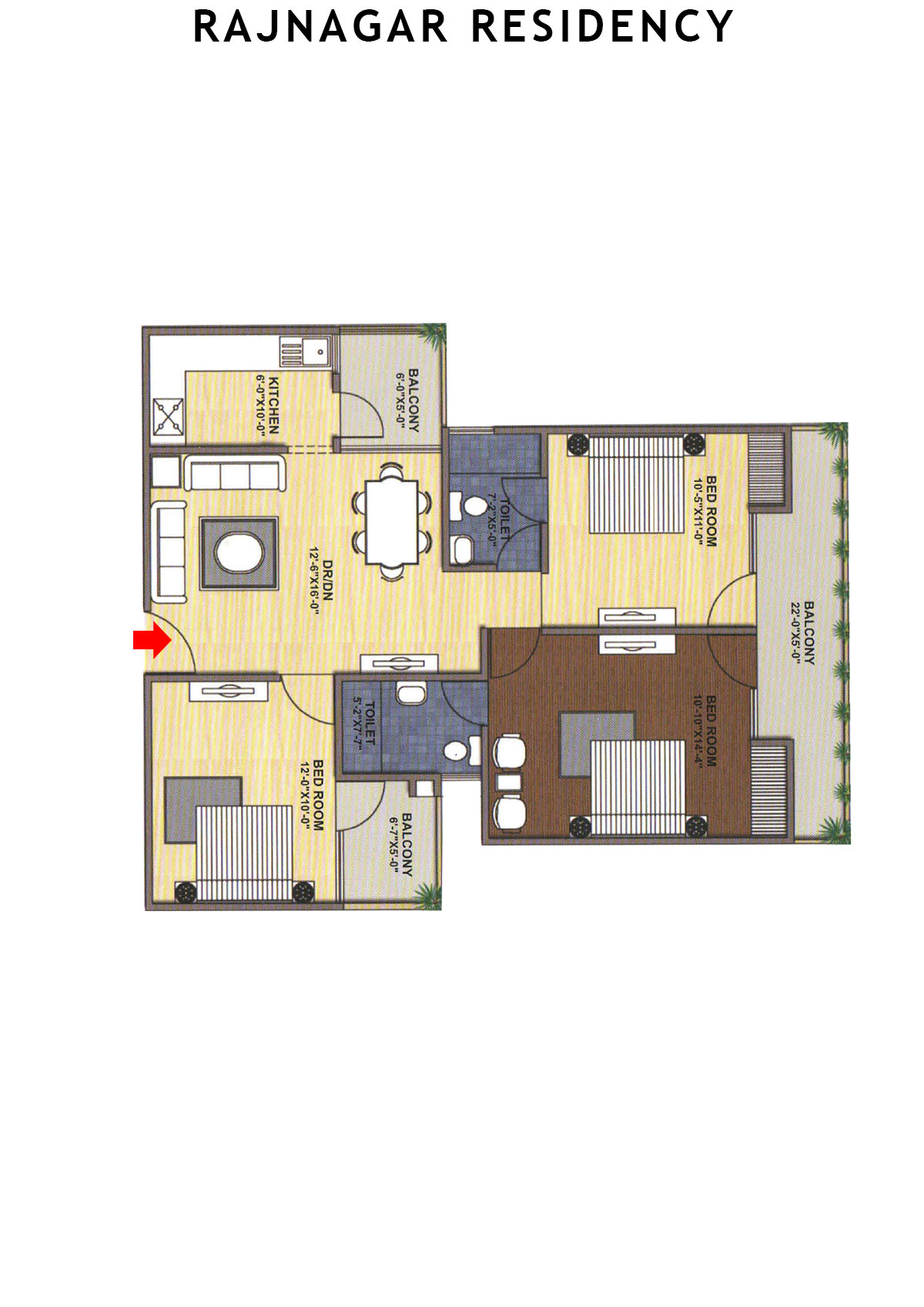 Rajnagar Residency Block 5A Unit 9A (Type  4) Floor Plan