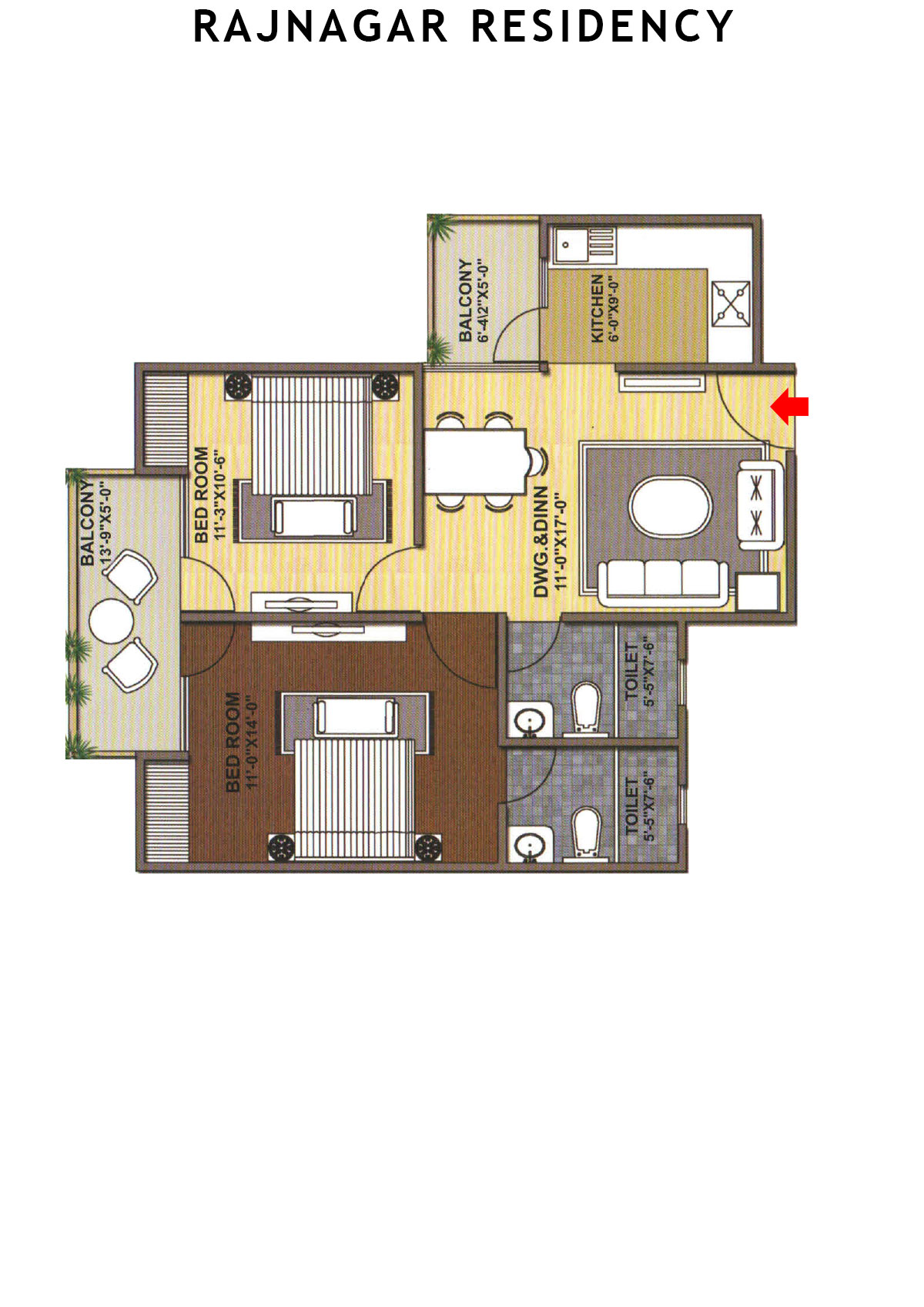 Rajnagar Residency Block 6 Unit 1 (Type  5) Floor Plan