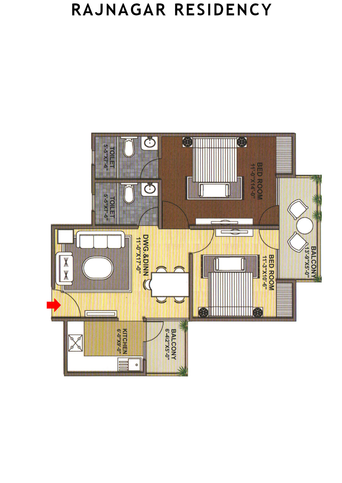 Rajnagar Residency Block 6 Unit 7 (Type  5) Floor Plan