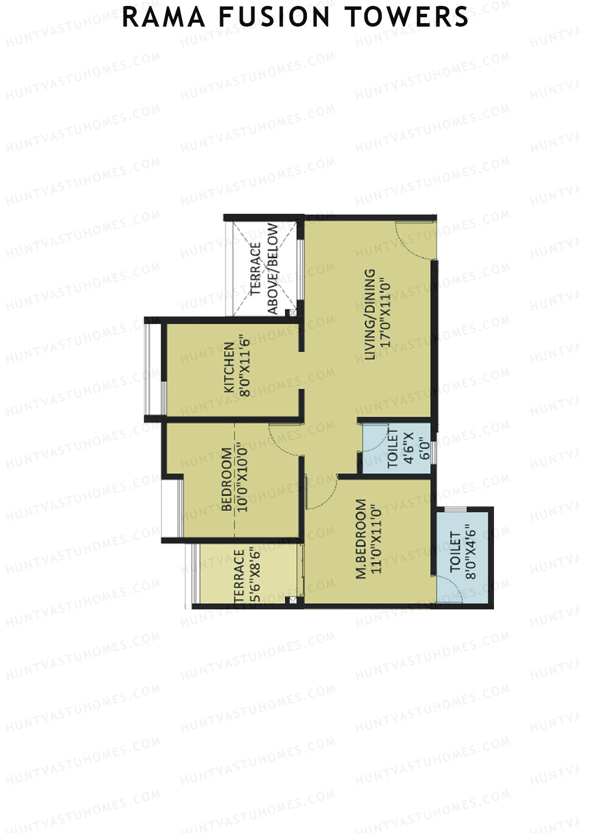 Rama Fusion Towers Tower D Unit 1 (Type B2) Floor Plan