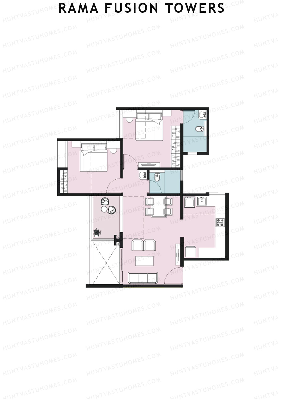 Rama Fusion Towers Tower D Unit 2 (Type A1) Floor Plan