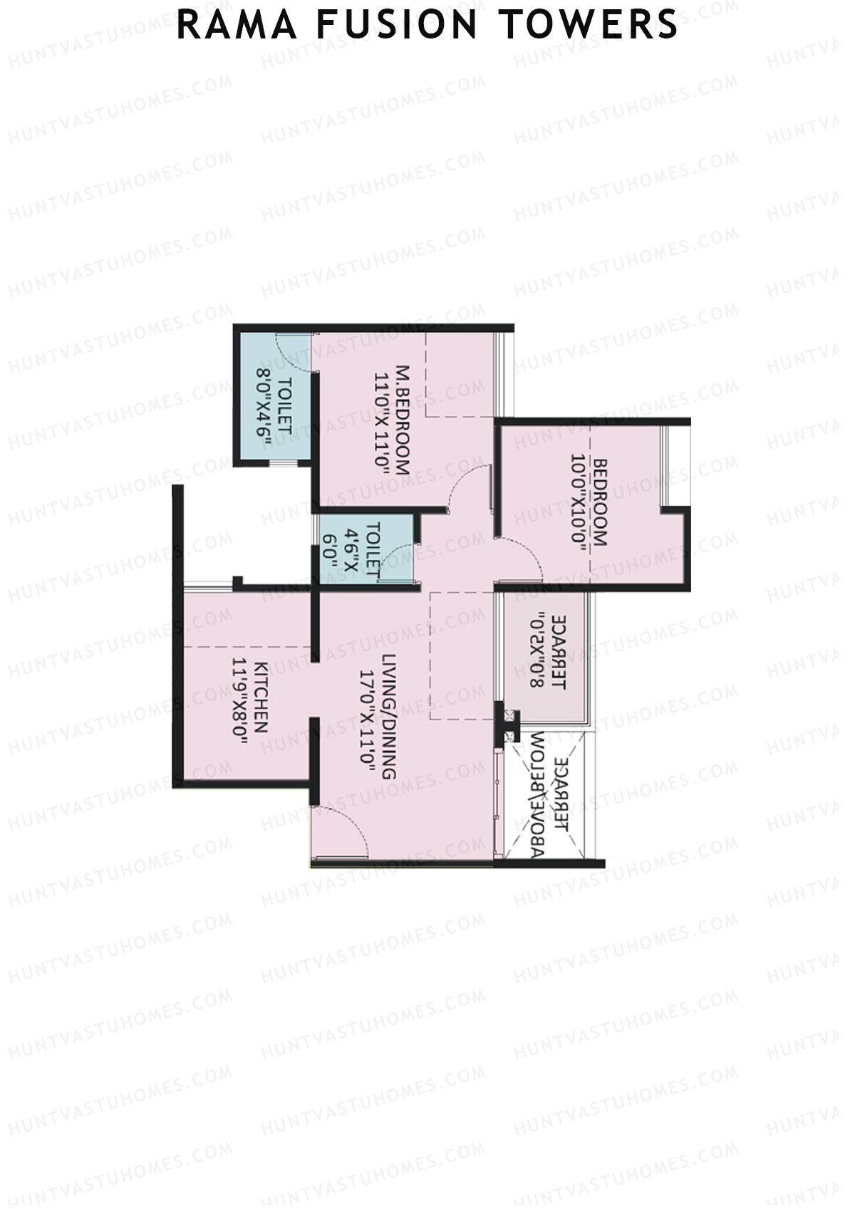 Rama Fusion Towers Tower D Unit 3 (Type A1) Floor Plan