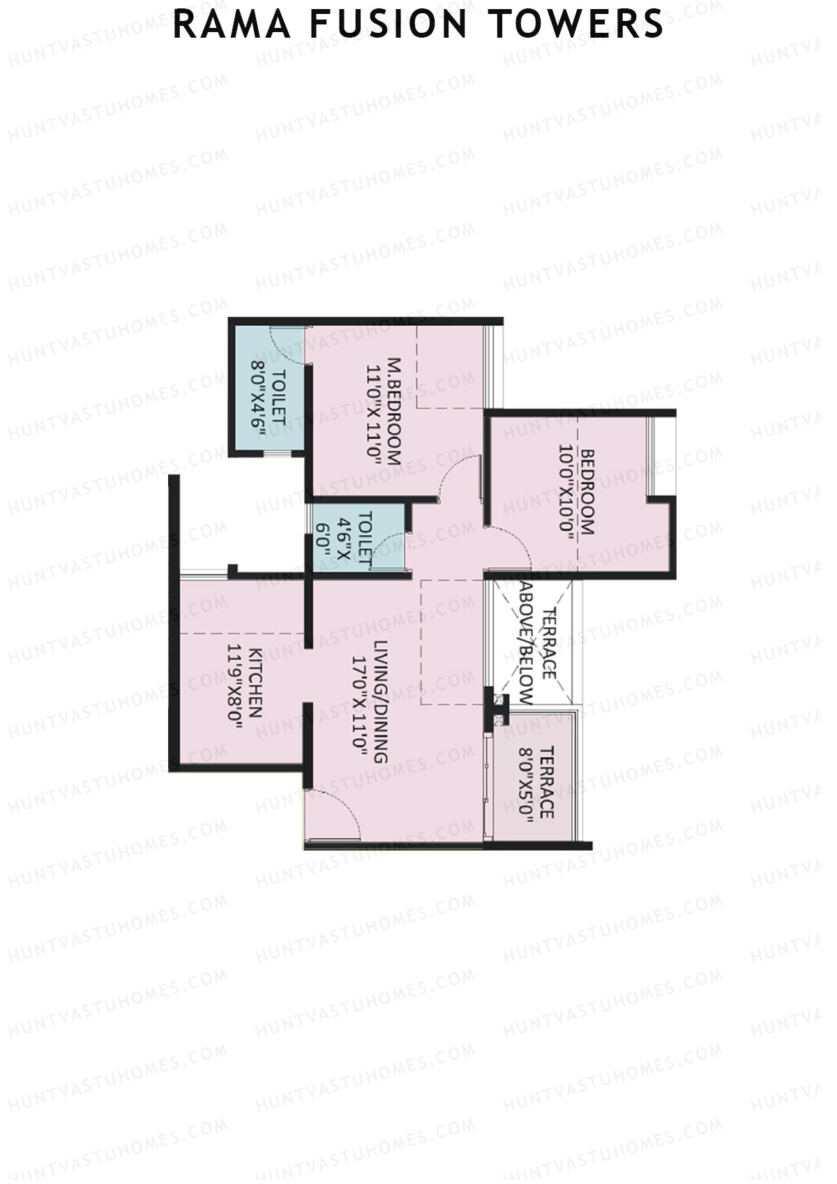 Rama Fusion Towers Tower D Unit 3 (Type A2) Floor Plan