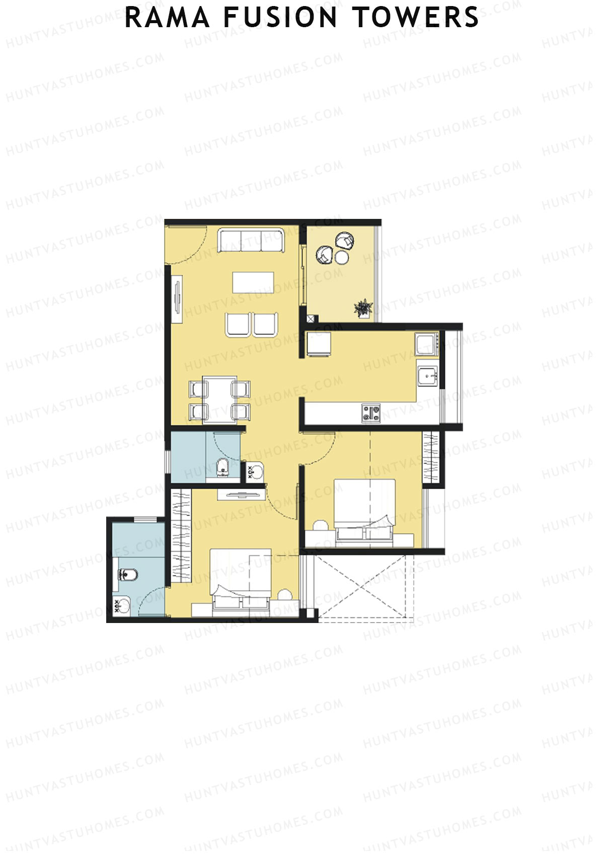 Rama Fusion Towers Tower D Unit 4 (Type B1) Floor Plan