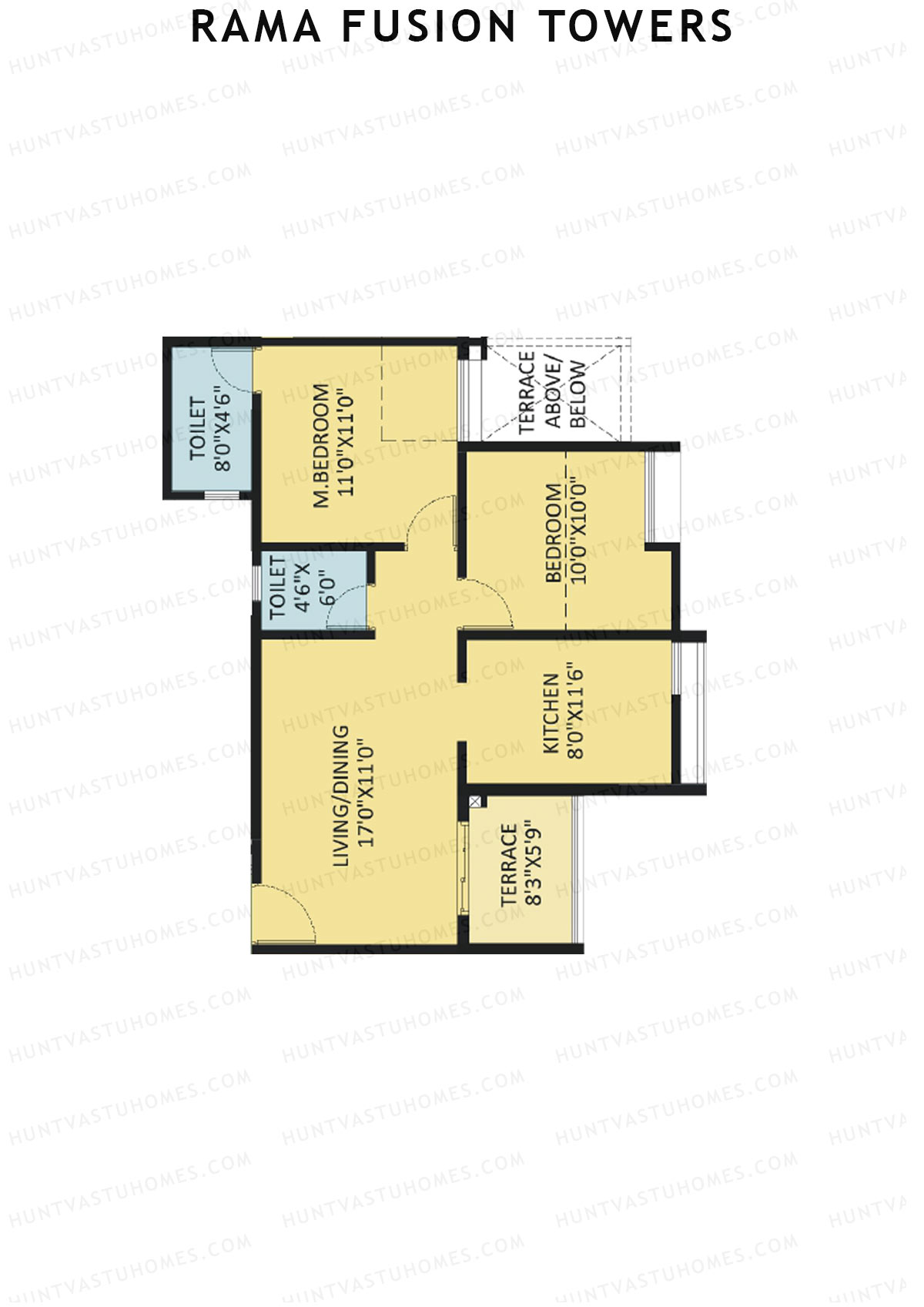 Rama Fusion Towers Tower D Unit 5 (Type B1) Floor Plan