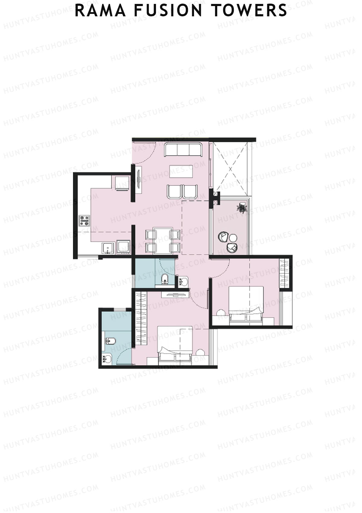 Rama Fusion Towers Tower D Unit 6 (Type A1) Floor Plan
