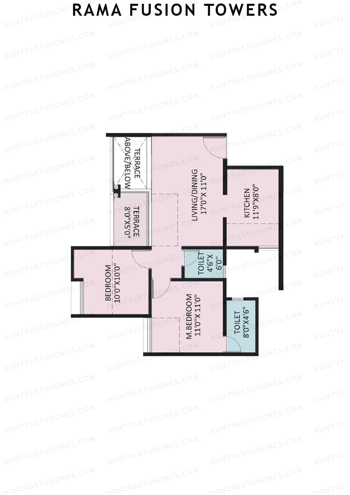 Rama Fusion Towers Tower D Unit 7 (Type A1) Floor Plan