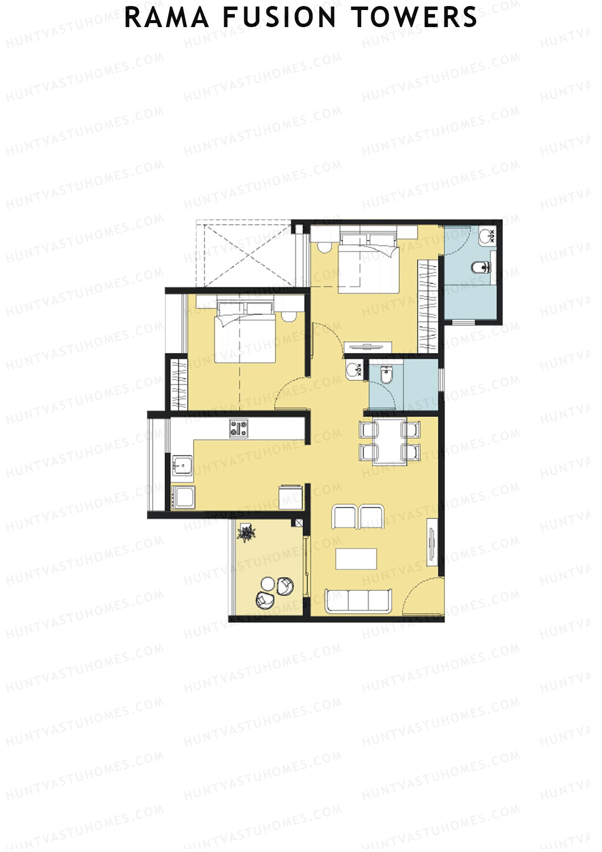 Rama Fusion Towers Tower D Unit 8 (Type B1) Floor Plan