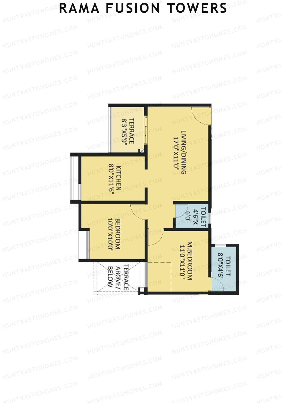 Rama Fusion Towers Tower E Unit 1 (Type B1) Floor Plan