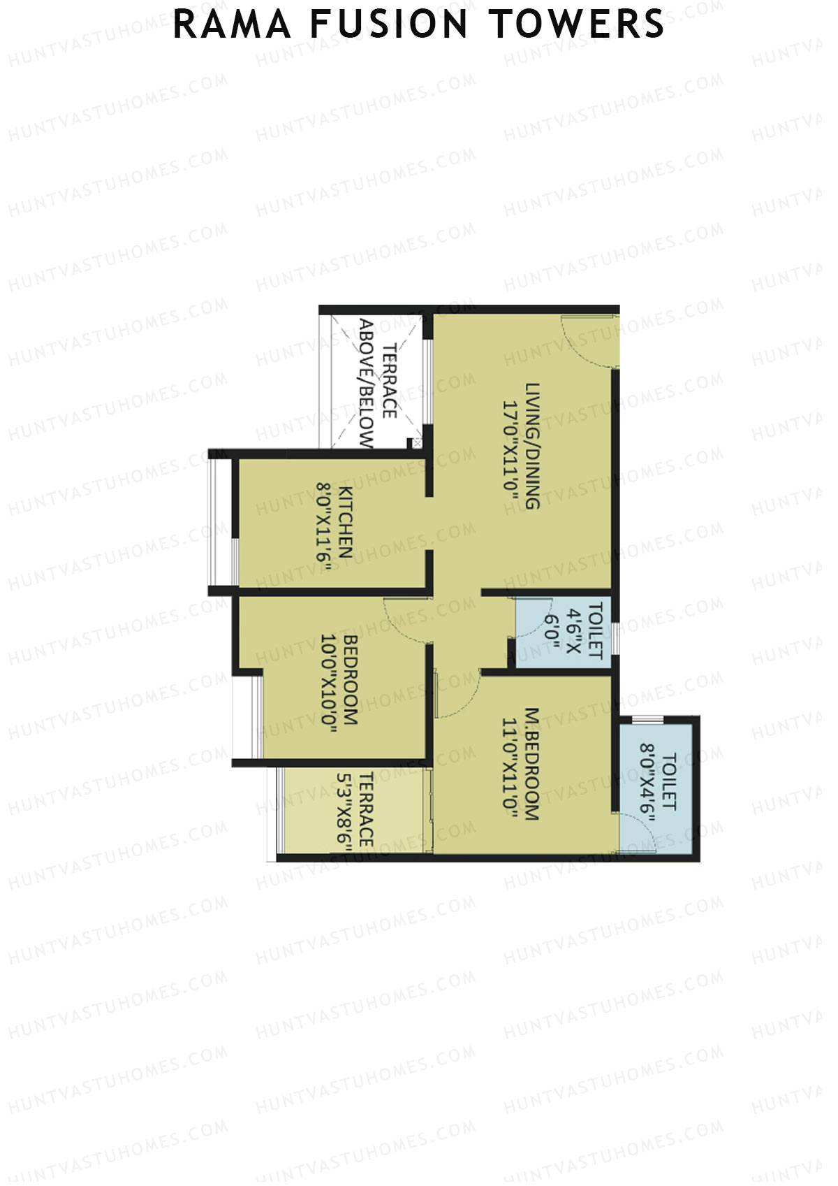 Rama Fusion Towers Tower E Unit 1 (Type B2) Floor Plan