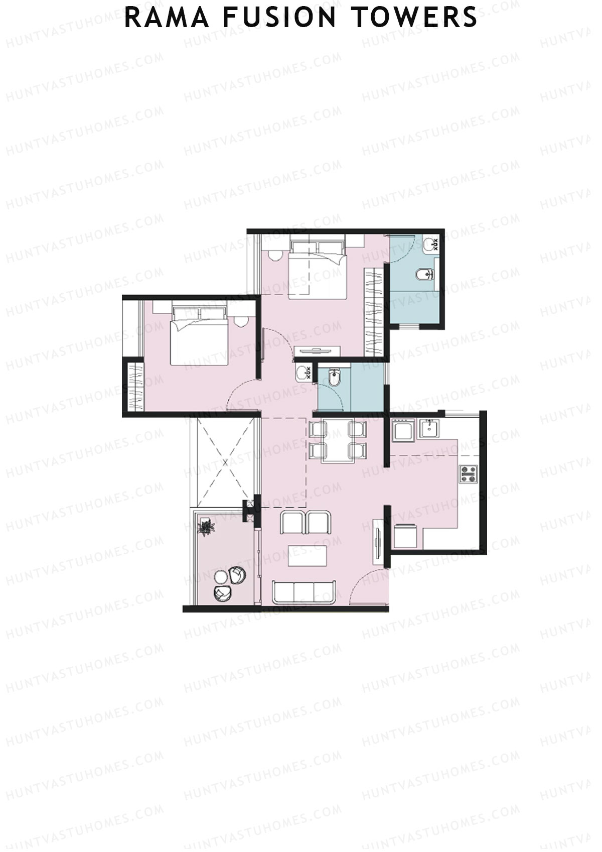 Rama Fusion Towers Tower E Unit 2 (Type A2) Floor Plan