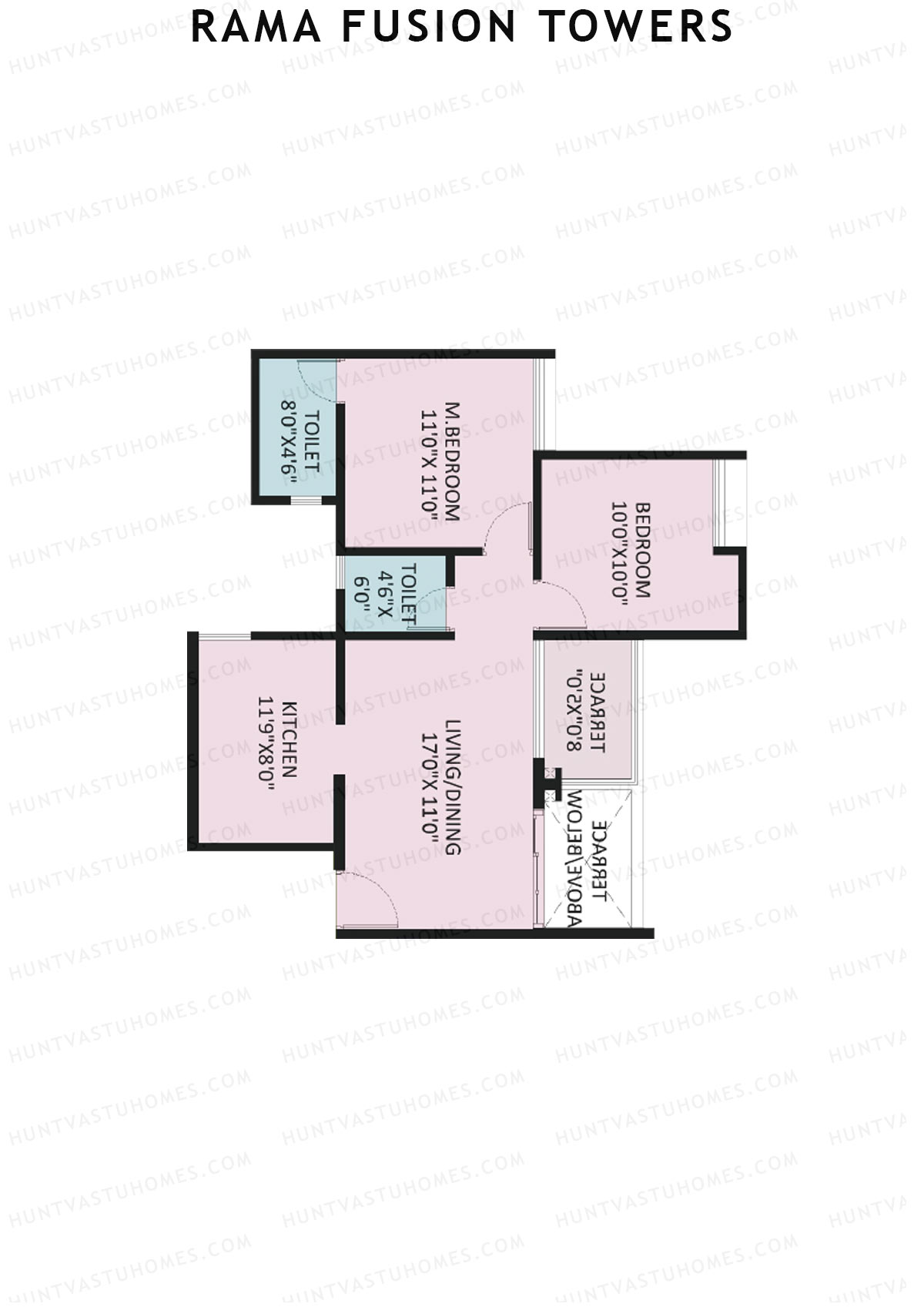 Rama Fusion Towers Tower E Unit 3 (Type A1) Floor Plan