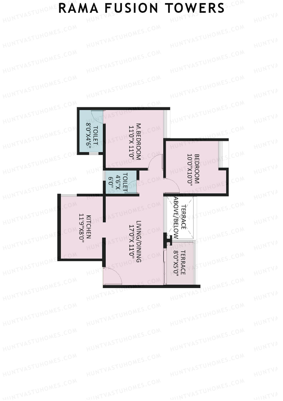 Rama Fusion Towers Tower E Unit 3 (Type A2) Floor Plan
