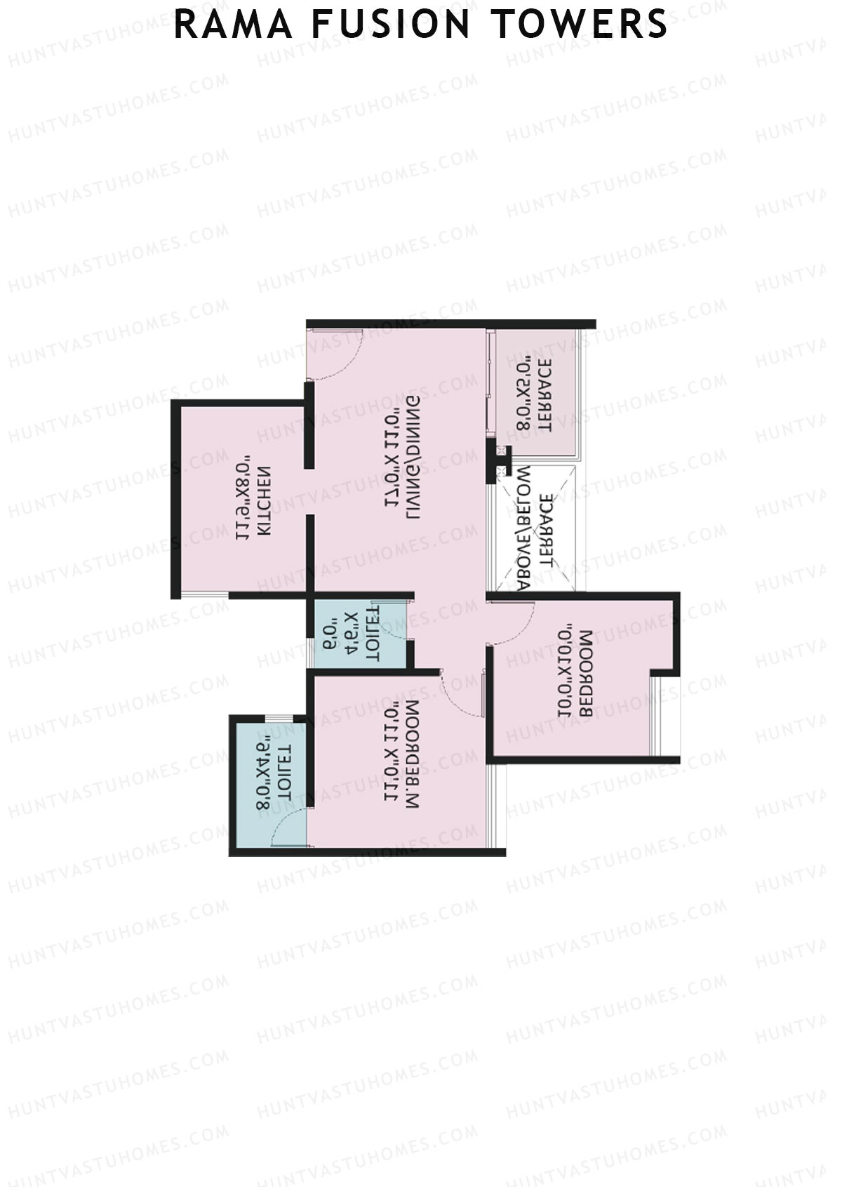 Rama Fusion Towers Tower E Unit 5 (Type A2) Floor Plan