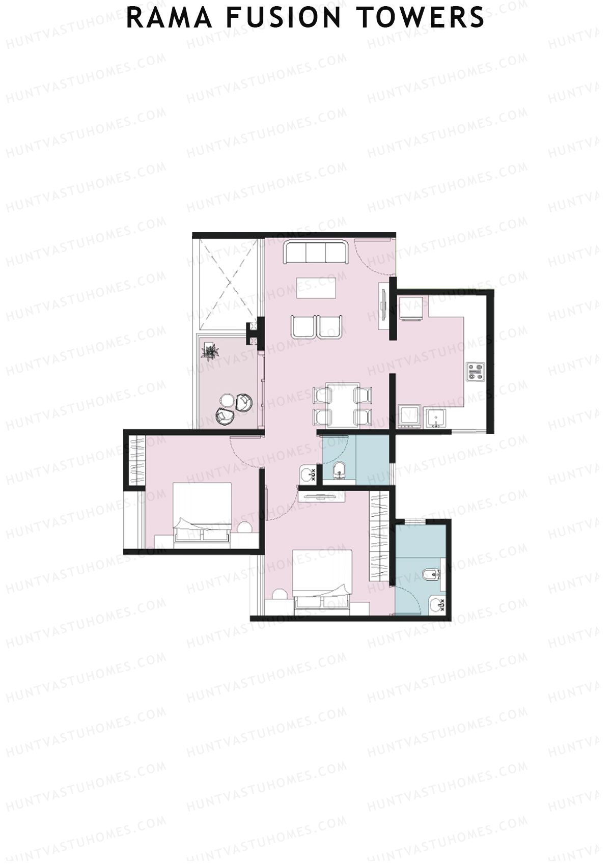 Rama Fusion Towers Tower E Unit 6 (Type A1) Floor Plan