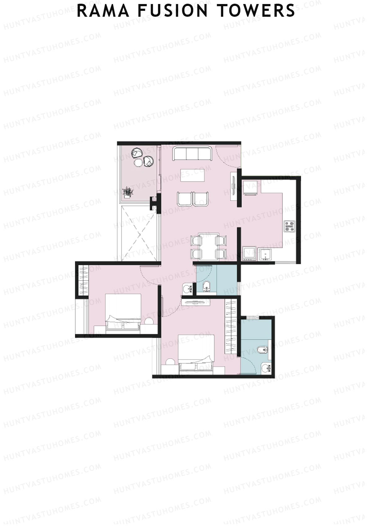 Rama Fusion Towers Tower E Unit 6 (Type A2) Floor Plan