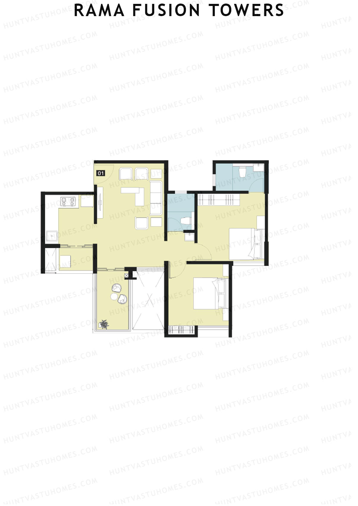 Rama Fusion Towers Tower F Unit 1 Floor Plan
