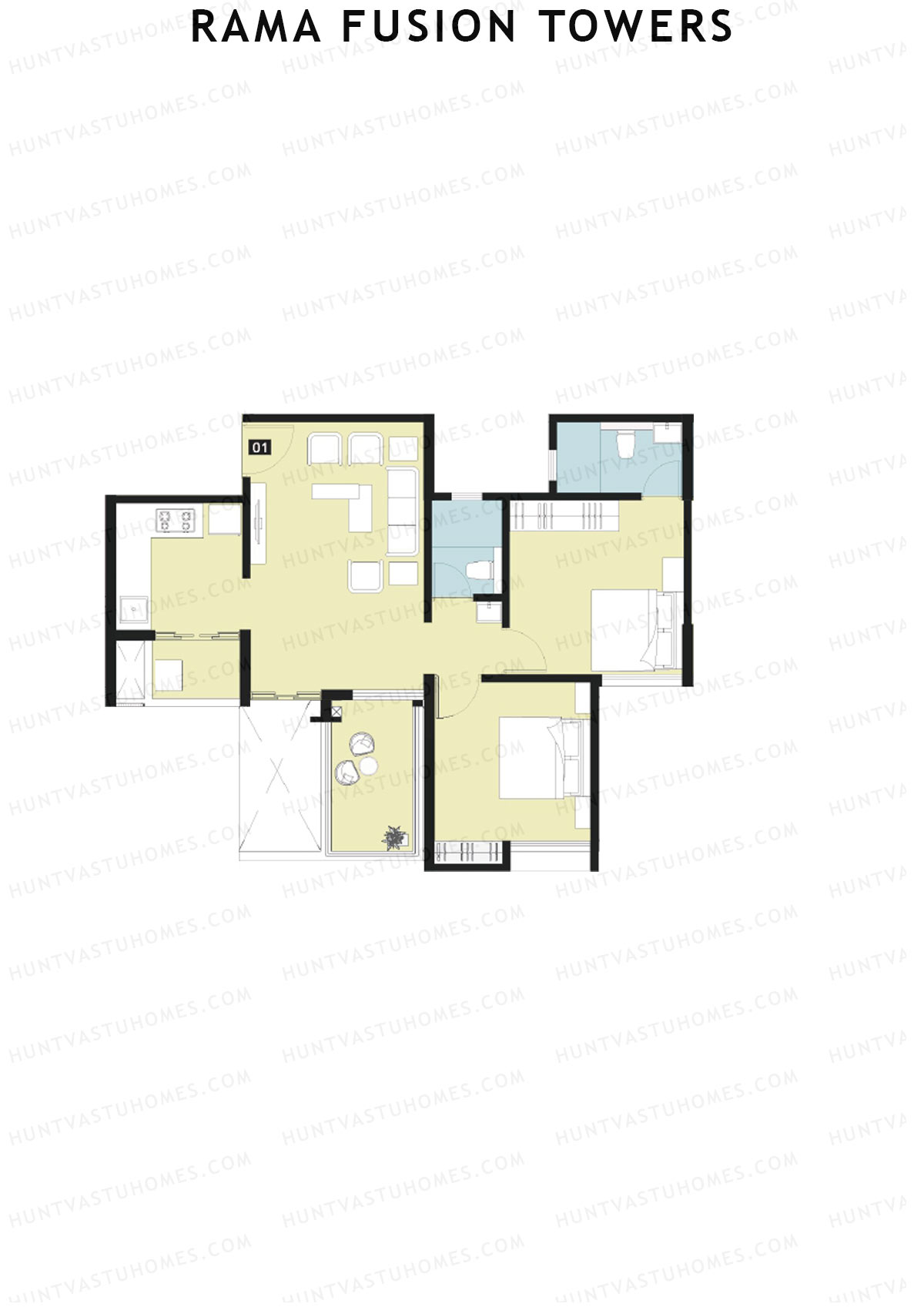 Rama Fusion Towers Tower F Unit 1 Floor Plan
