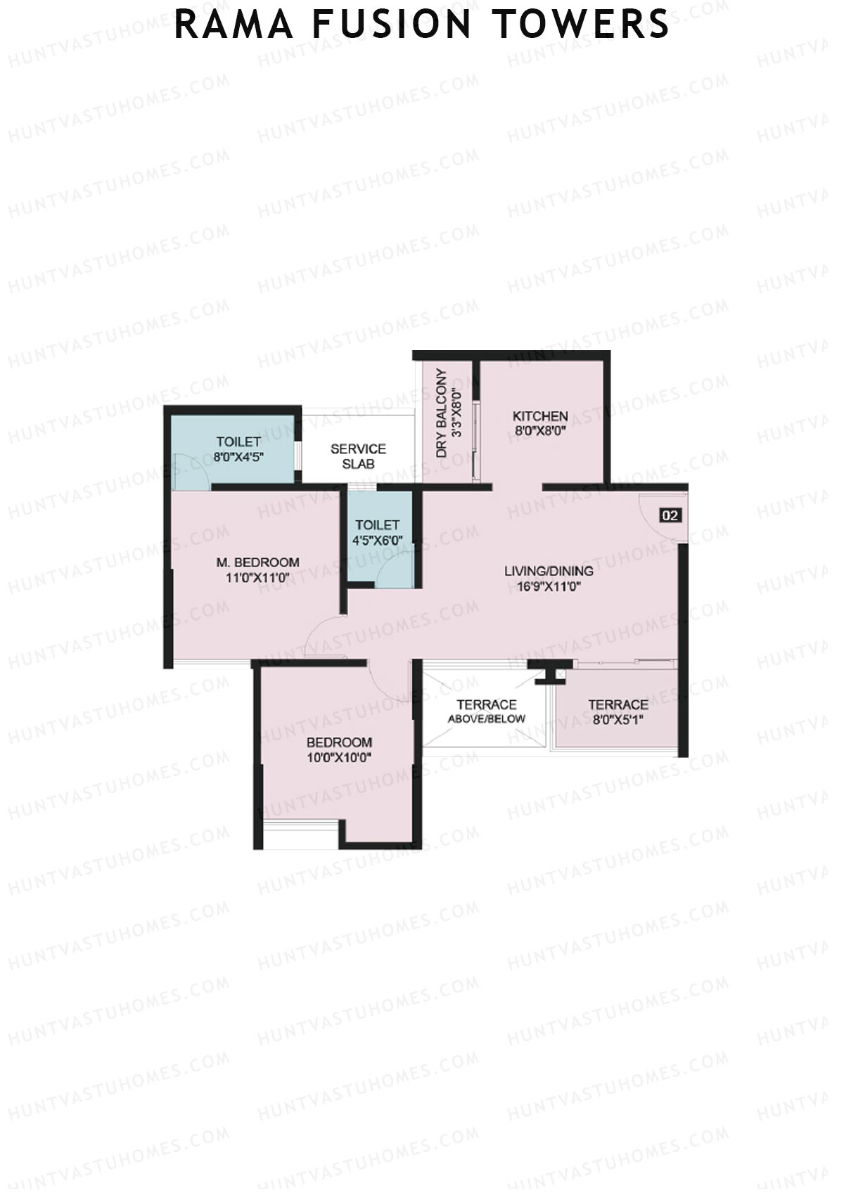 Rama Fusion Towers Tower F Unit 2 Floor Plan