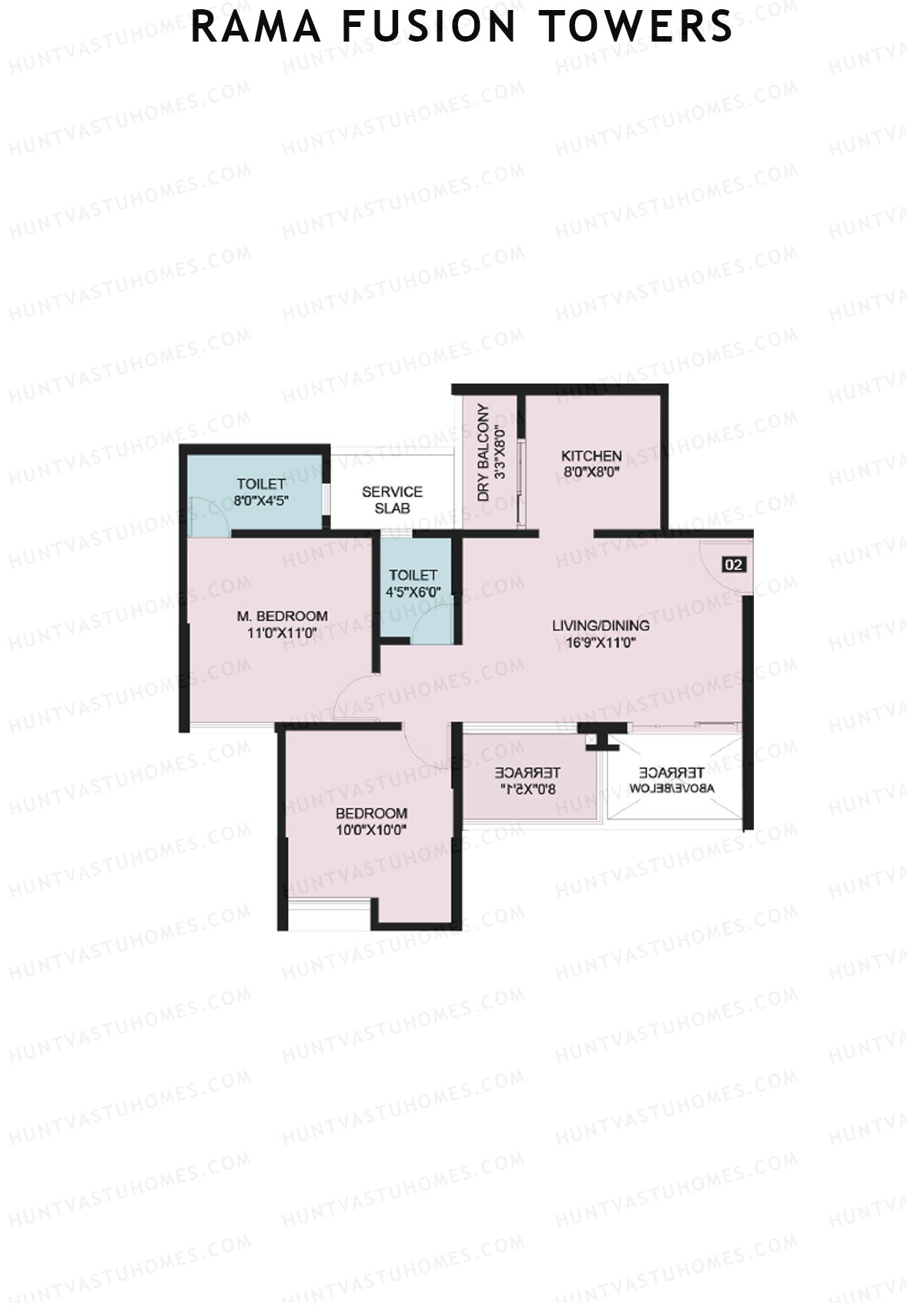Rama Fusion Towers Tower F Unit 2 Floor Plan