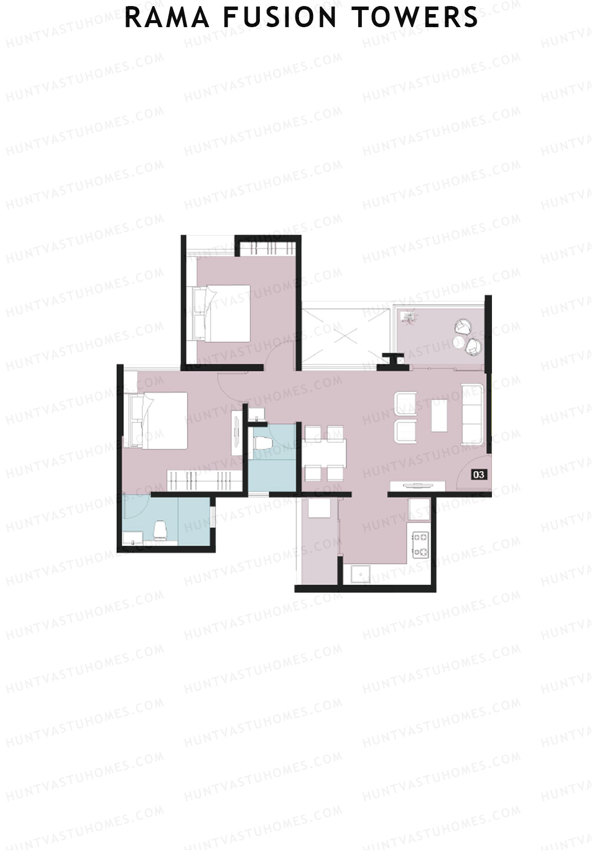 Rama Fusion Towers Tower F Unit 3 Floor Plan