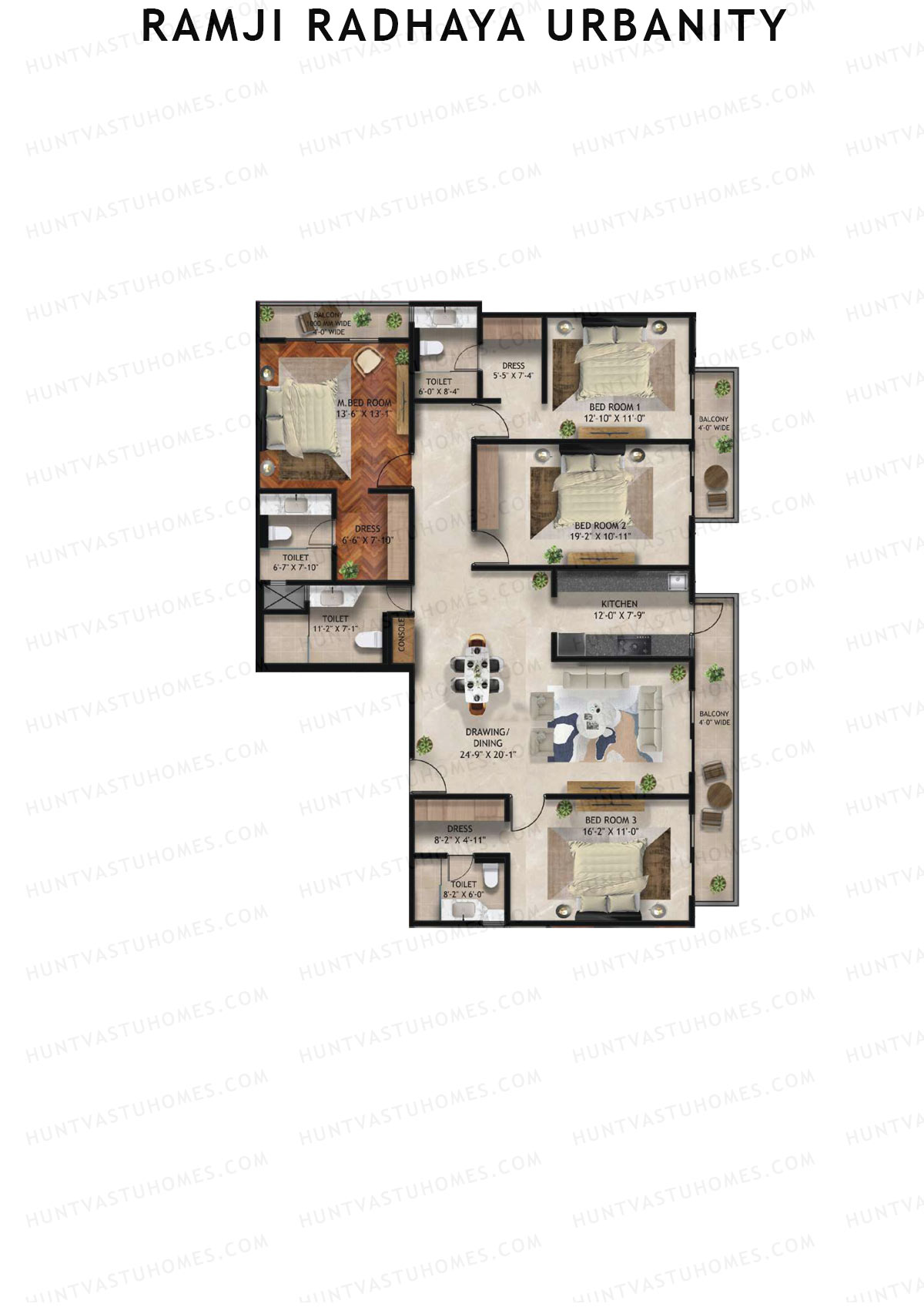 Ramji Radhaya Urbanity, Tower Urbanity, Unit 10, 4BHK, Super Area 2550   sq ft 