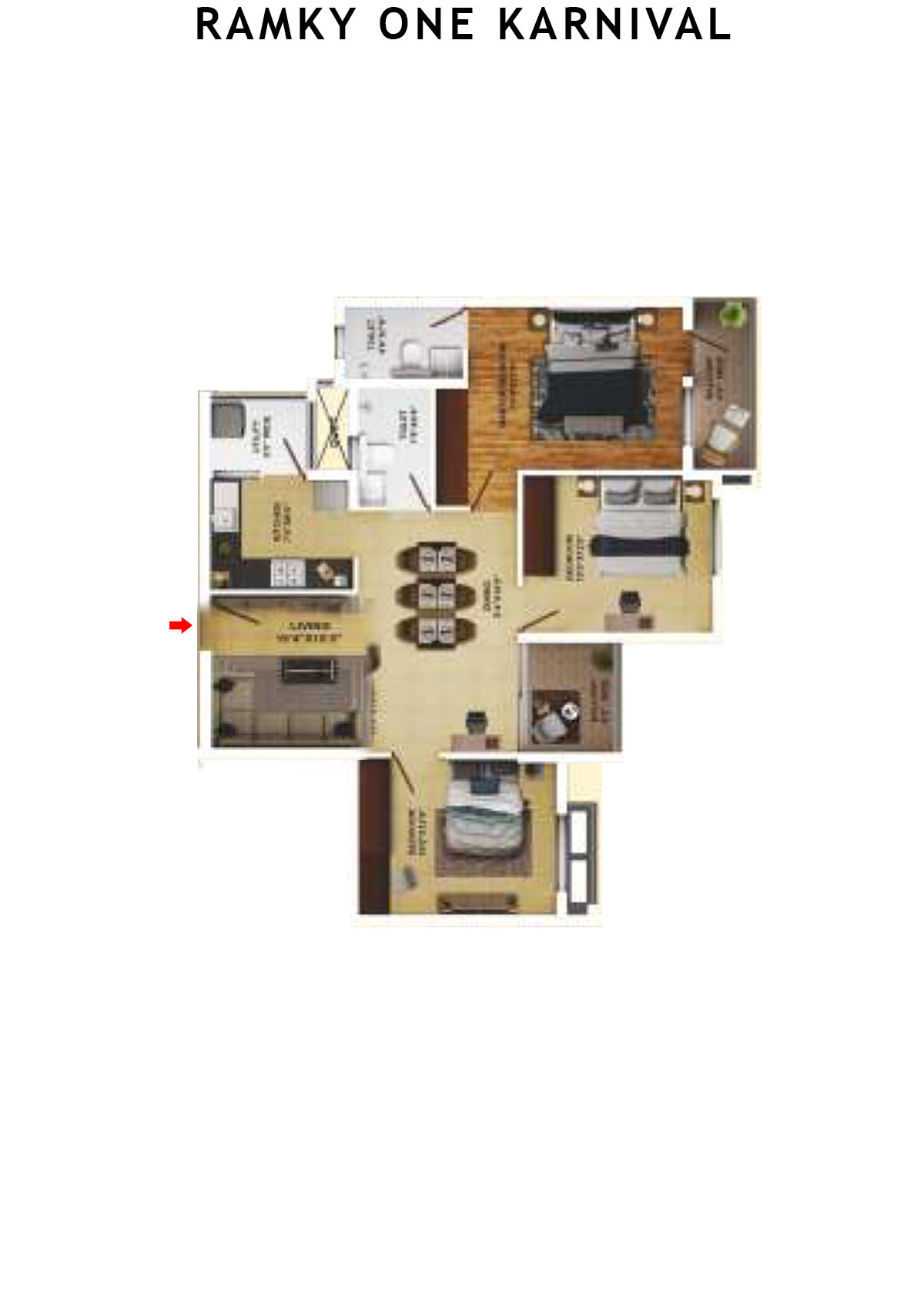 Ramky One Karnival Block A Wing A Unit 5 (Type 4A) Floor Plan