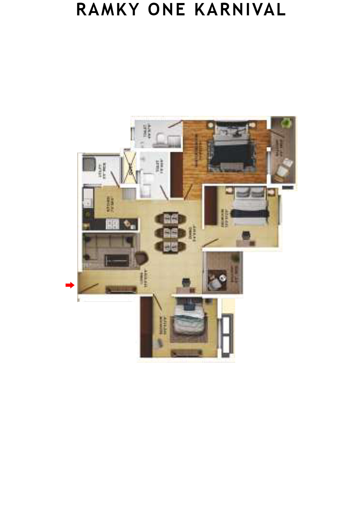 Ramky One Karnival Block A Wing A Unit 7 (Type 4A) Floor Plan