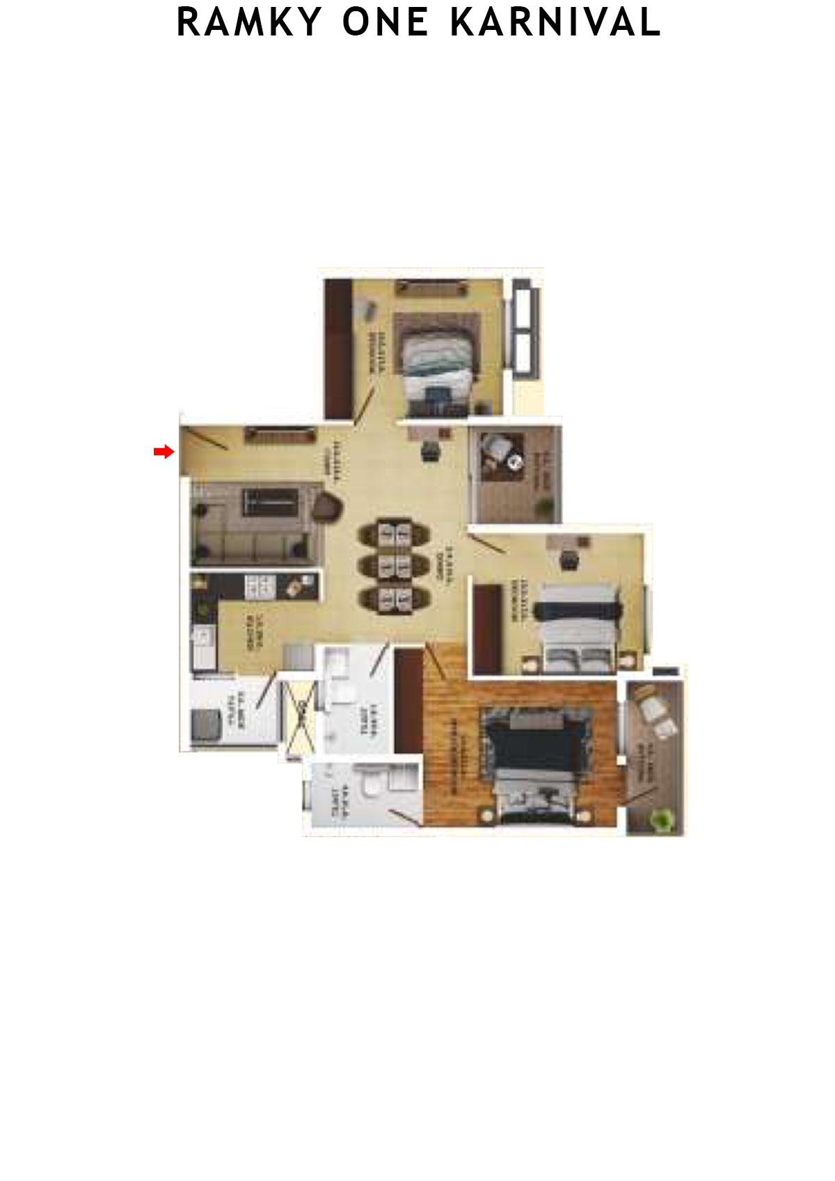Ramky One Karnival Block A Wing A Unit 8 (Type 4A) Floor Plan