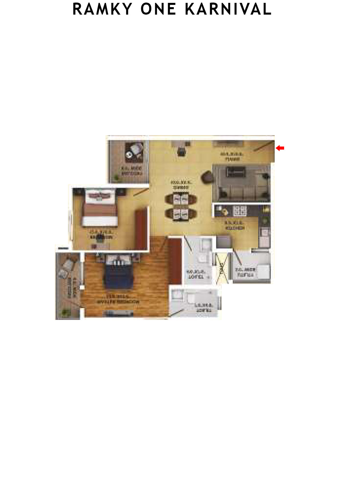 Ramky One Karnival Block A Wing B Unit 3 (Type 7A) Floor Plan