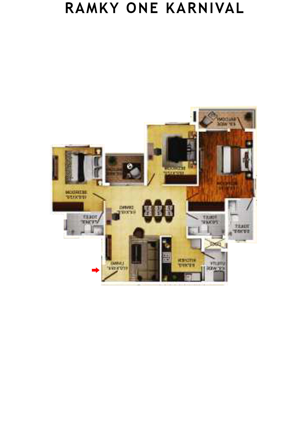 Ramky One Karnival Block B Wing D Unit 1 (Type 1A) Floor Plan