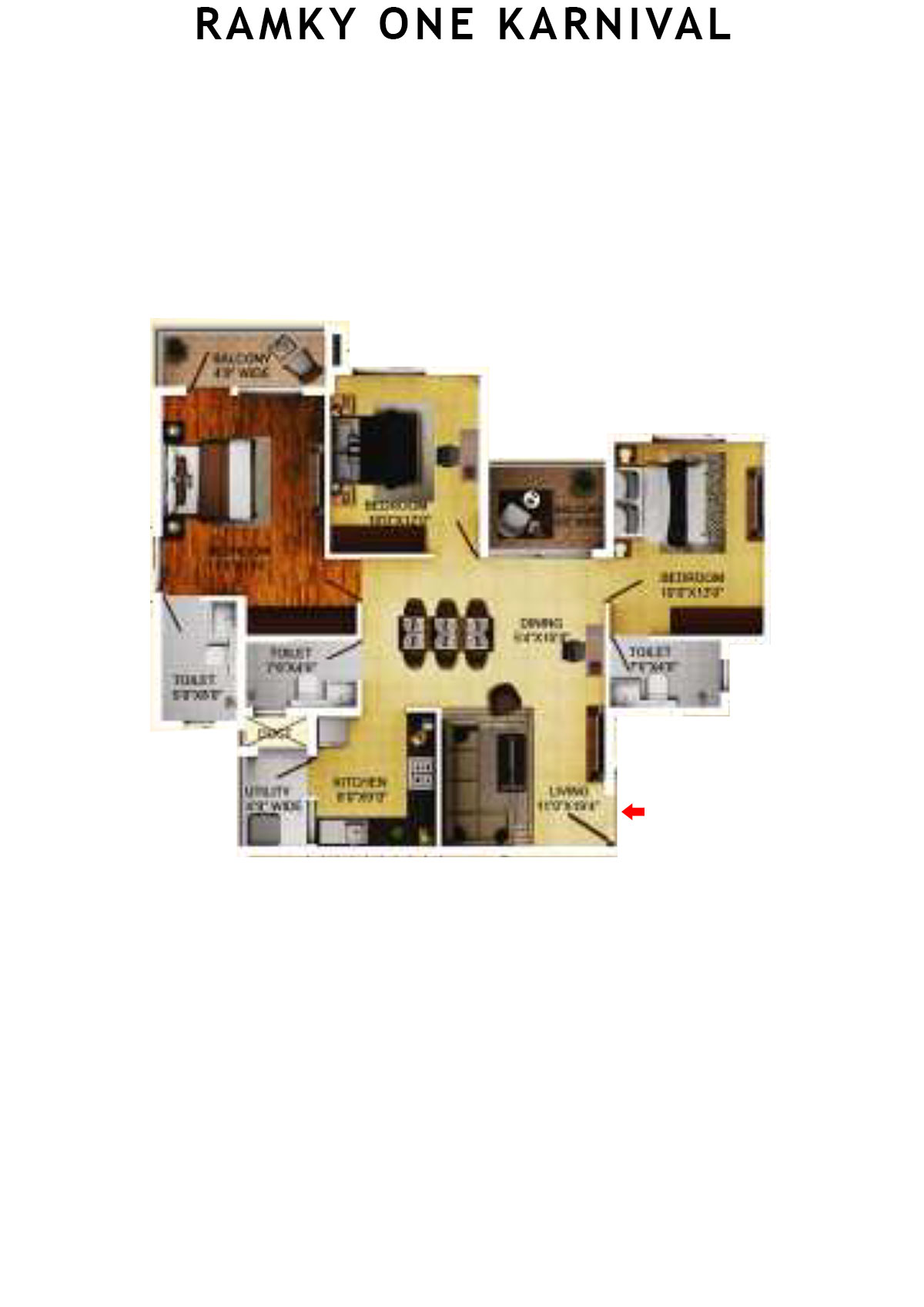 Ramky One Karnival Block B Wing D Unit 4 (Type 1A) Floor Plan