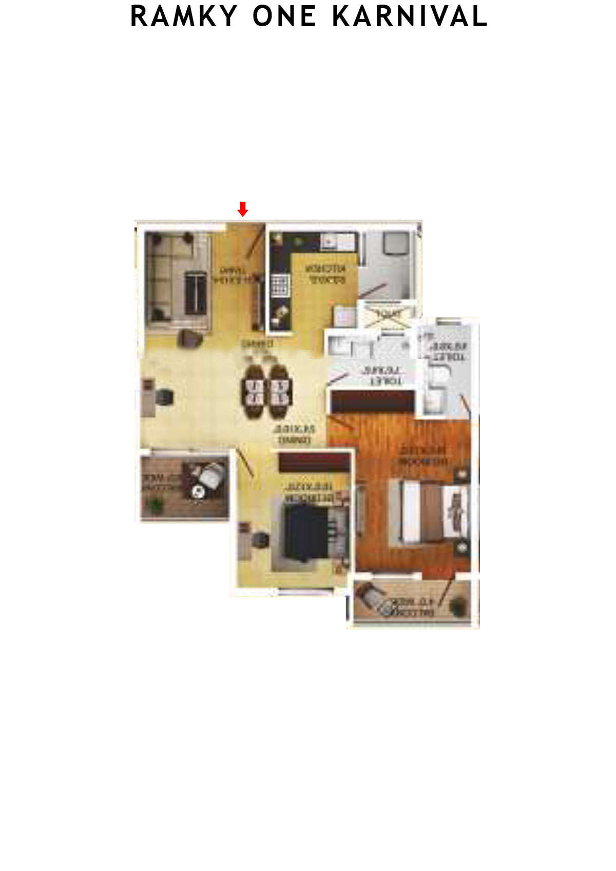 Ramky One Karnival Block B Wing D Unit 5 (Type 6A) Floor Plan