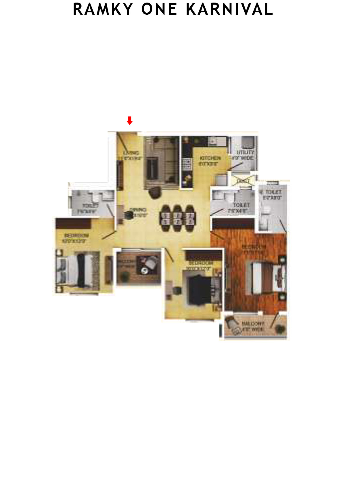 Ramky One Karnival Block B Wing D Unit 7 (Type 1A) Floor Plan