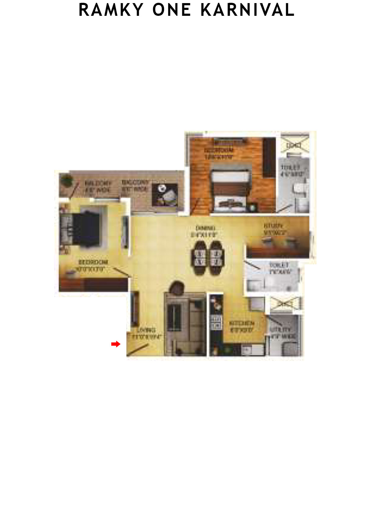 Ramky One Karnival Block B Wing E Unit 2 (Type 5) Floor Plan