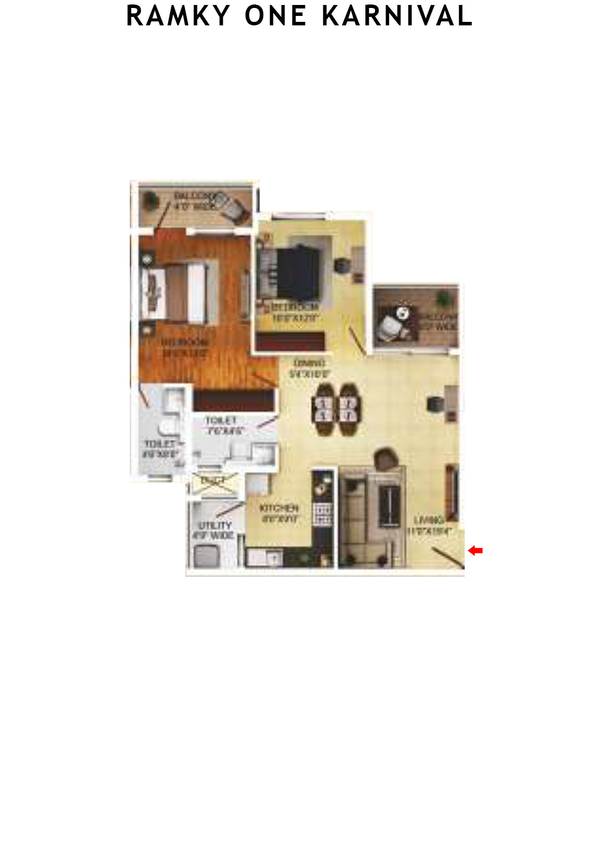 Ramky One Karnival Block B Wing E Unit 3 (Type 6A) Floor Plan