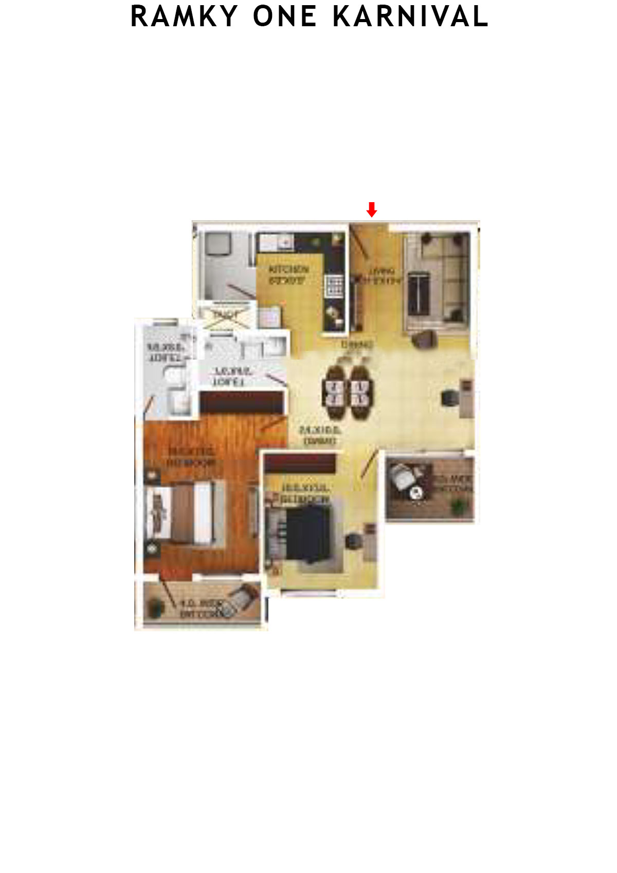 Ramky One Karnival Block B Wing E Unit 4 (Type 6A) Floor Plan
