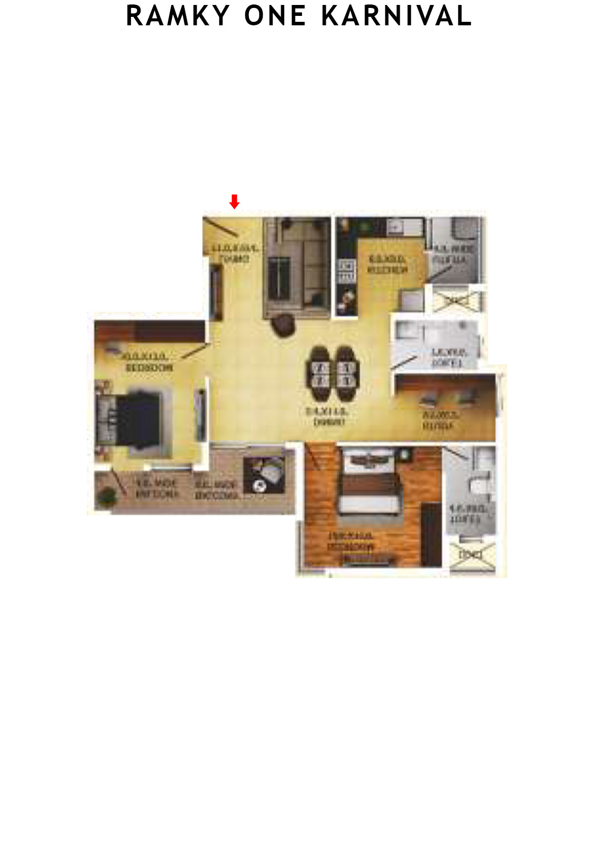 Ramky One Karnival Block B Wing E Unit 5 (Type 5) Floor Plan