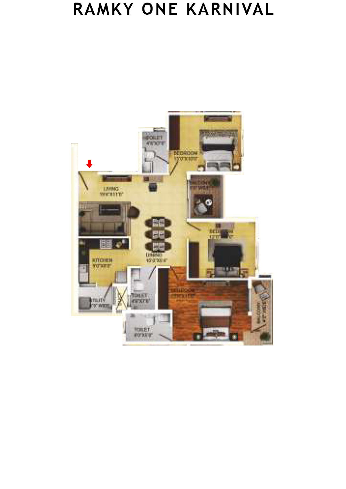 Ramky One Karnival Block B Wing E Unit 6 (Type 2A) Floor Plan
