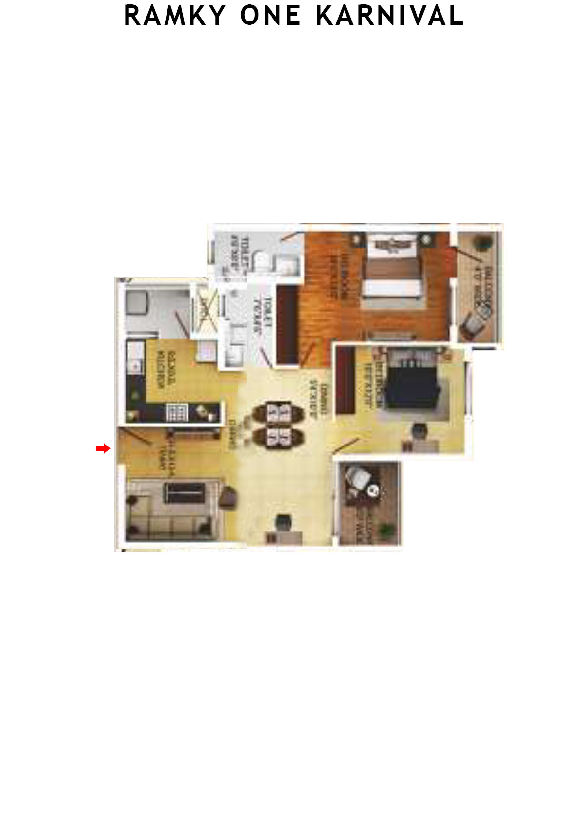 Ramky One Karnival Block B Wing F Unit 2 (Type 6A) Floor Plan