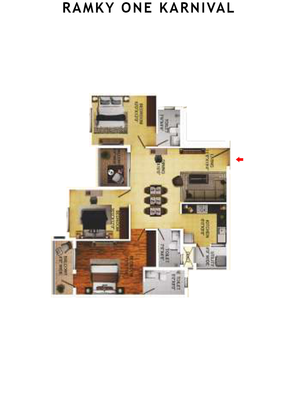 Ramky One Karnival Block B Wing F Unit 5 (Type 1A) Floor Plan