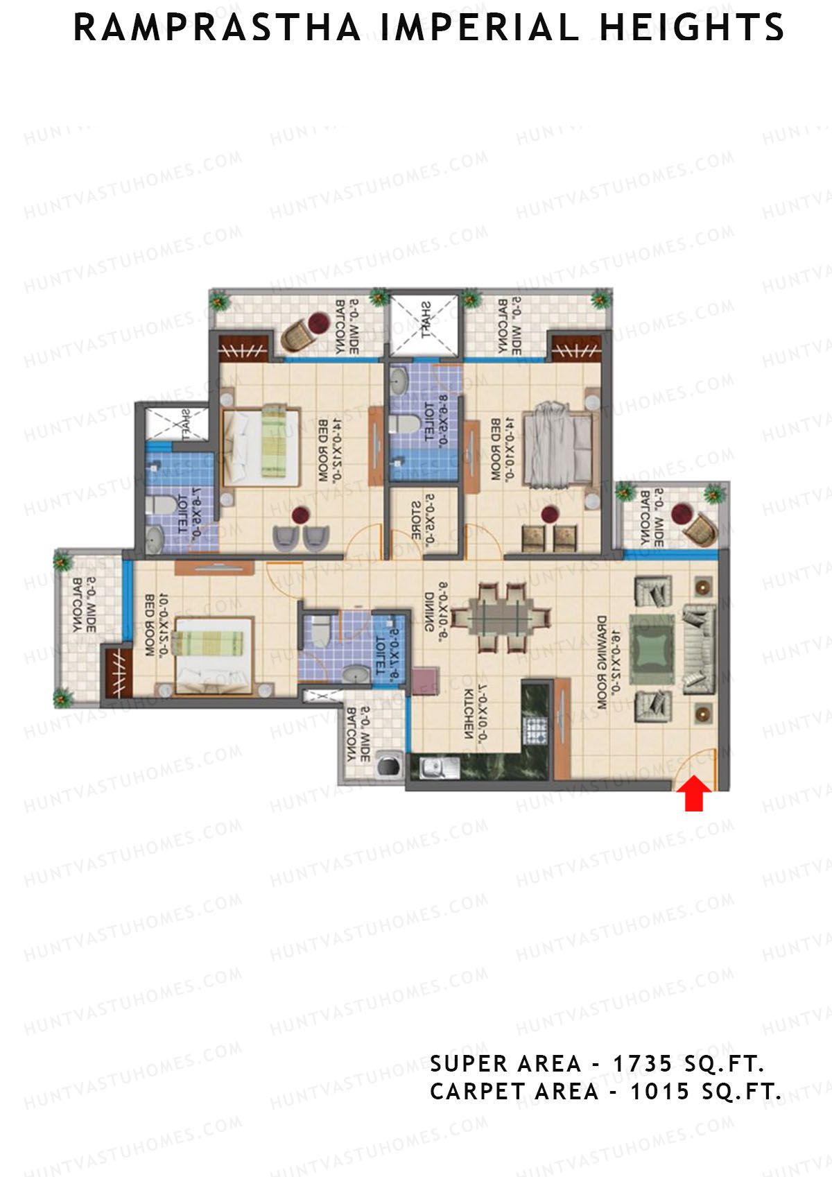 Ramprastha Imperial Heights Tower C Unit 3 Floor Plan