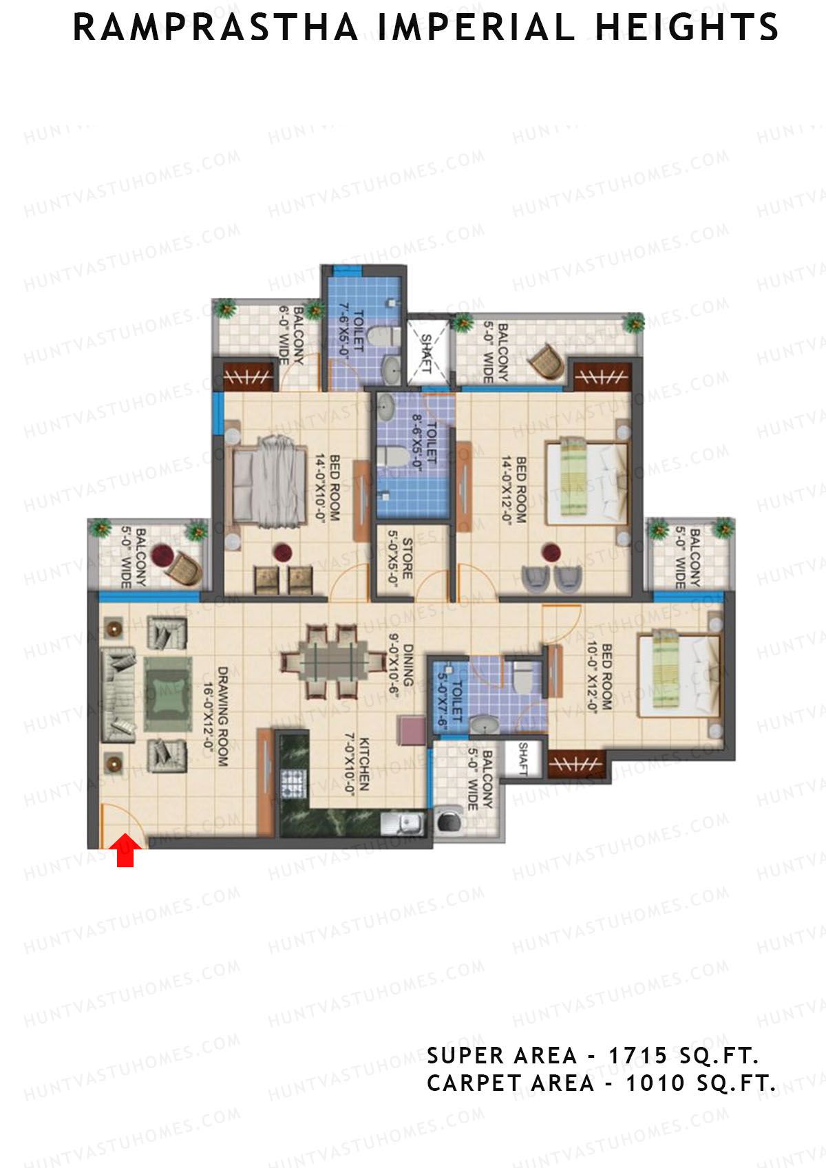 Ramprastha Imperial Heights Tower E Unit 1 Floor Plan