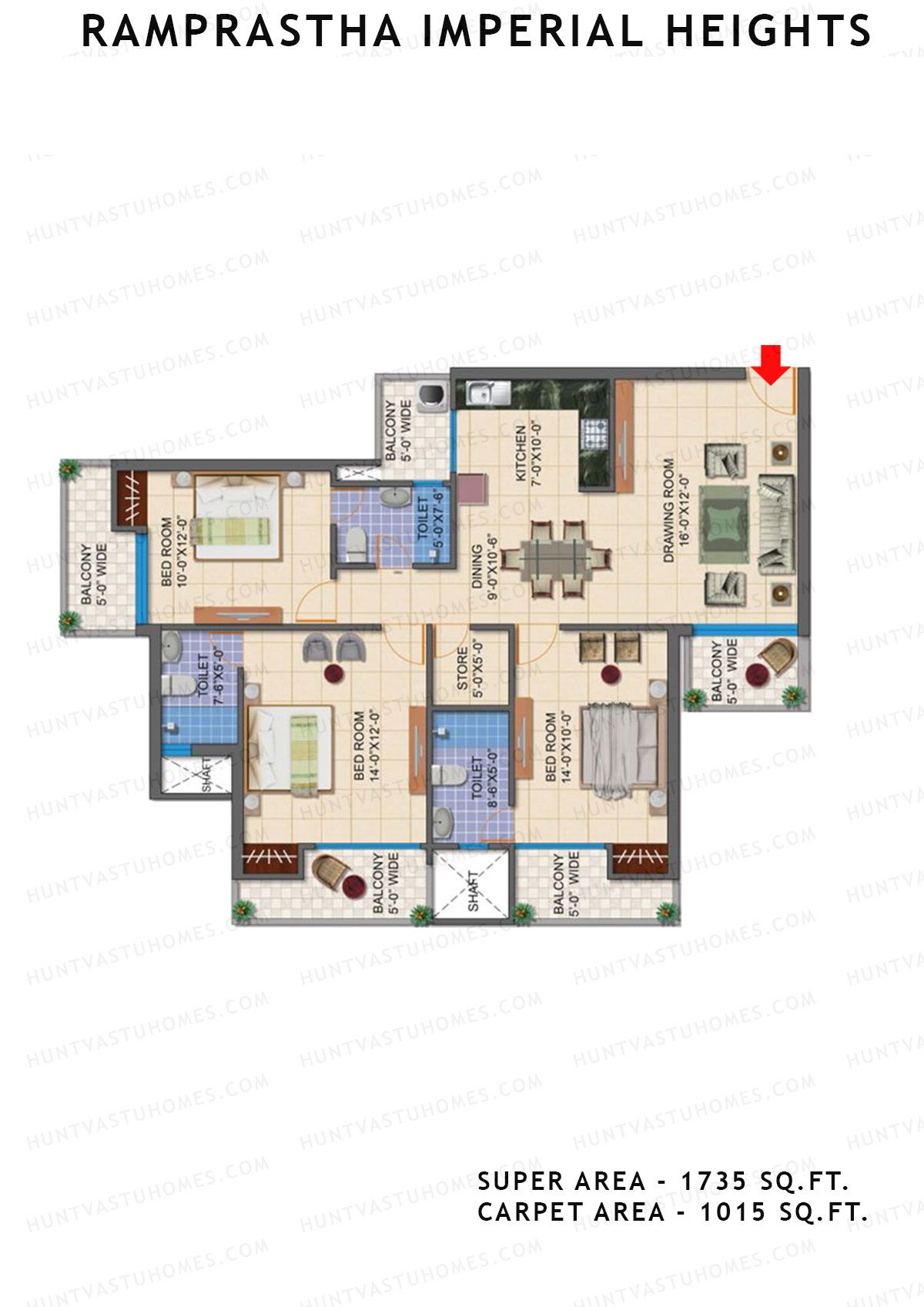 Ramprastha Imperial Heights Tower E Unit 3 Floor Plan