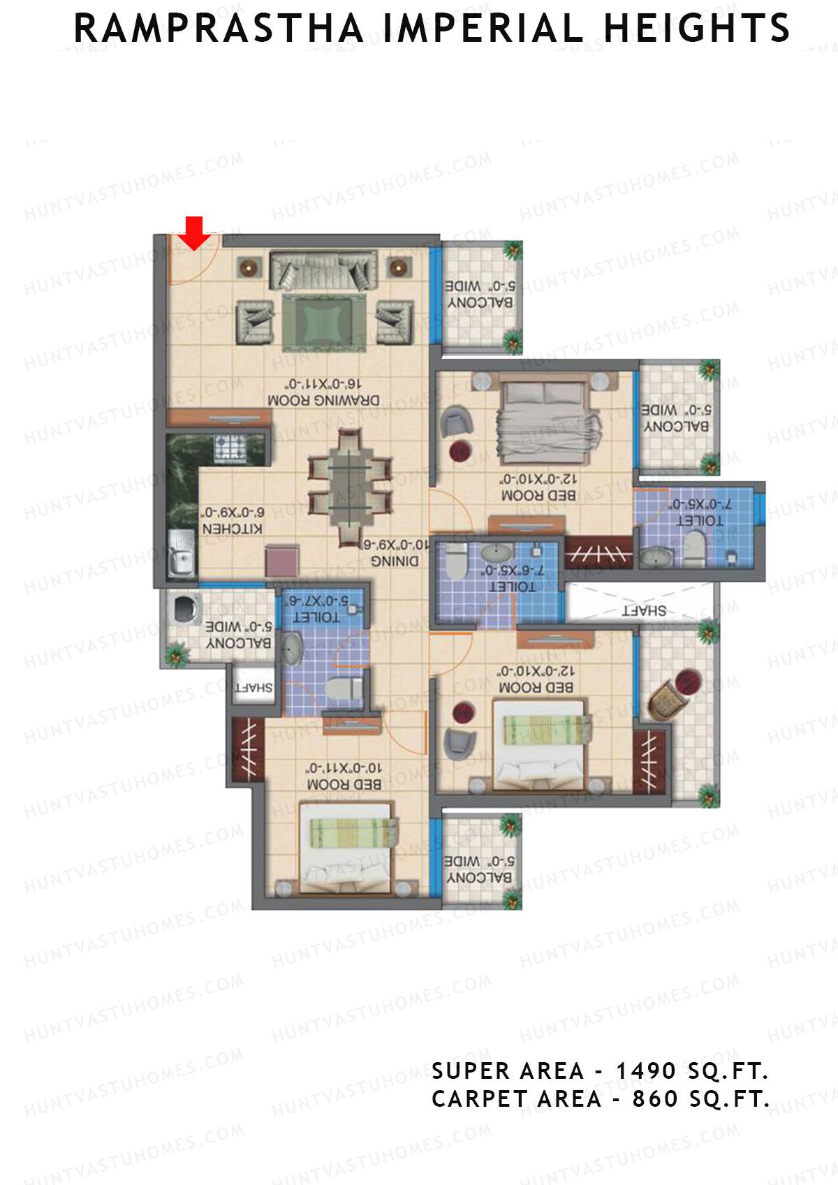 Ramprastha Imperial Heights Tower F Unit 1 Floor Plan
