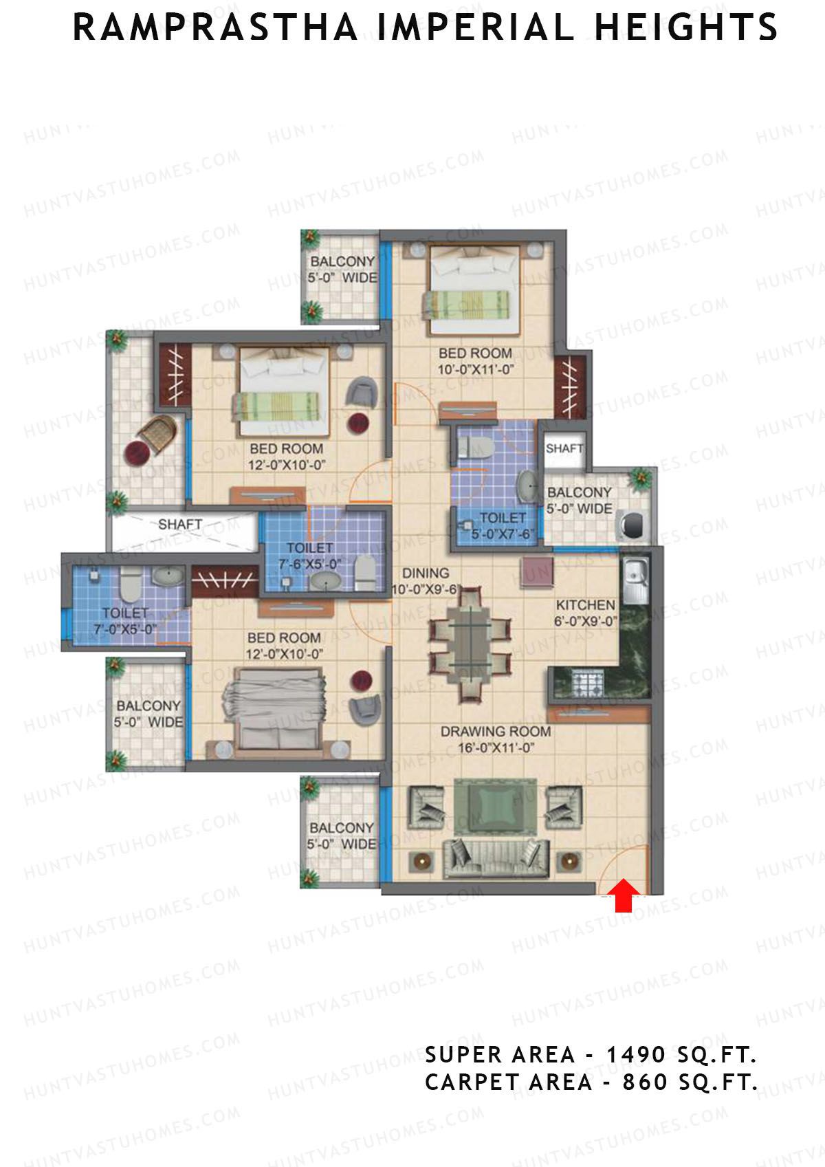 Ramprastha Imperial Heights Tower F Unit 4, 5 Floor Plan