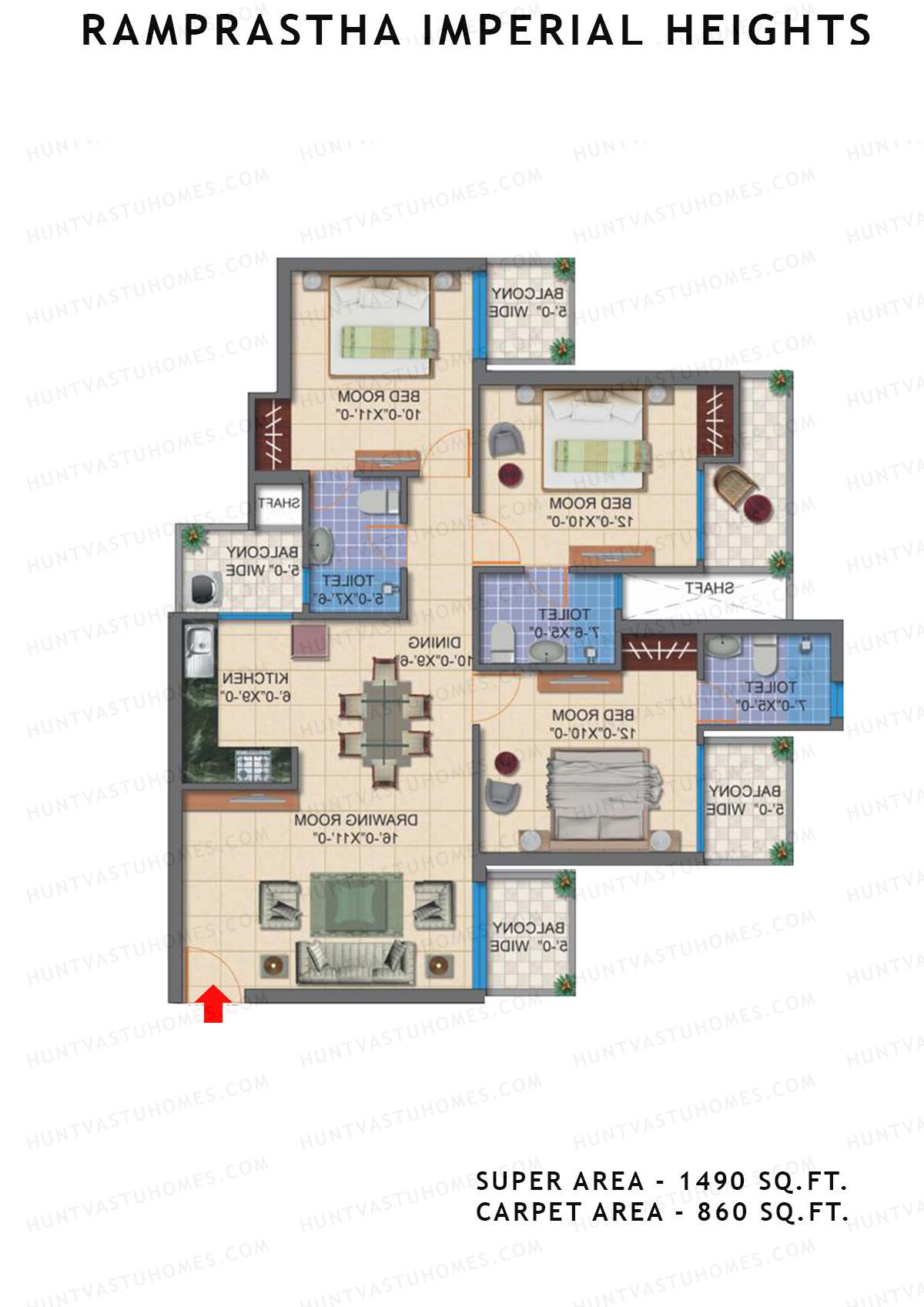 Ramprastha Imperial Heights Tower G Unit 3 Floor Plan